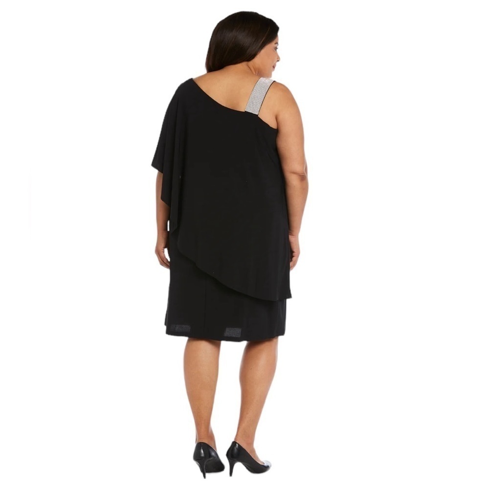 R&M Richards Asymmetric Knee Length with Draped Shoulder and Diamante Strap - Picture 2 of 13